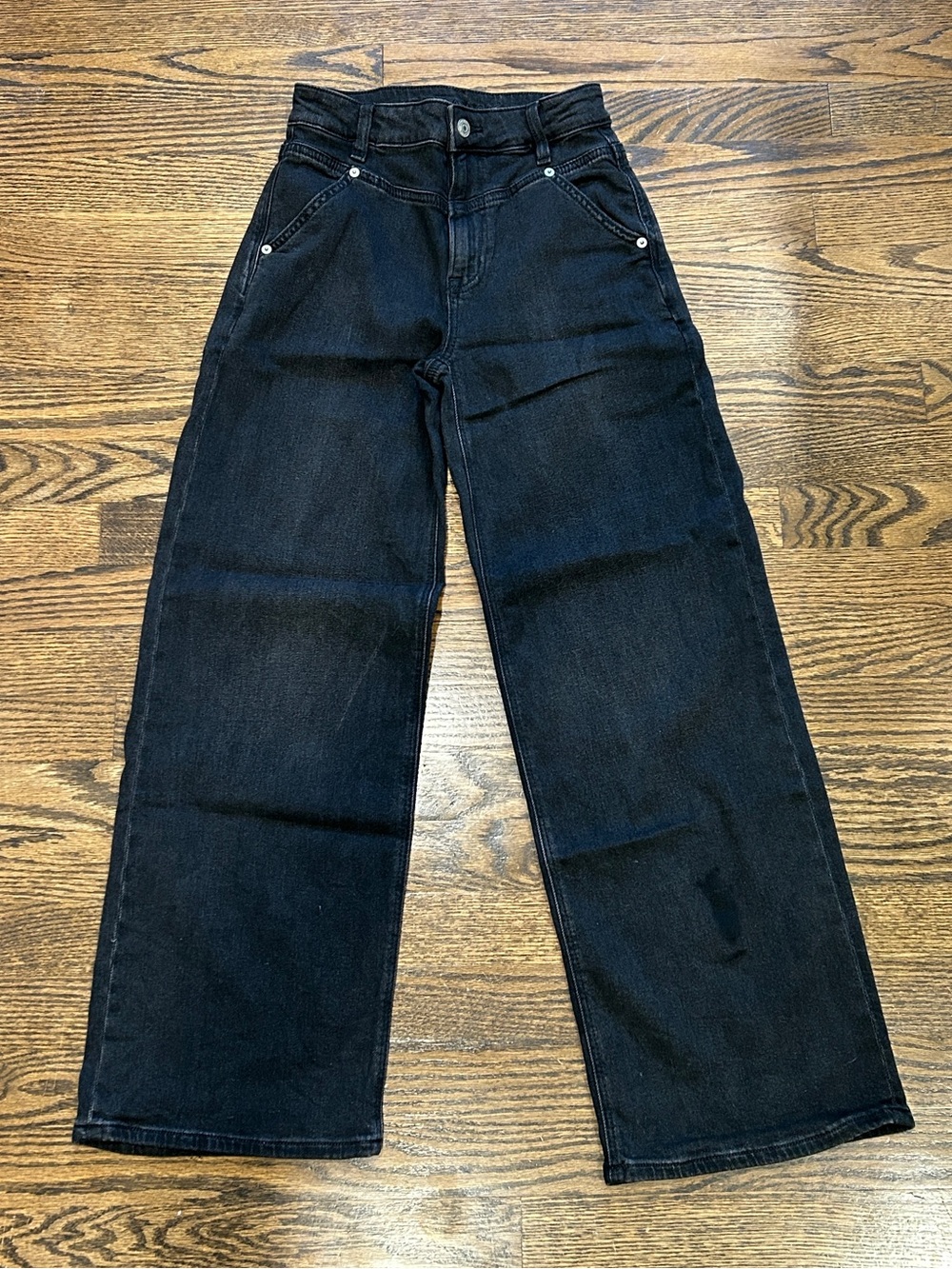 American Eagle Outfitters Black Wide Leg Jeans - 000 Short